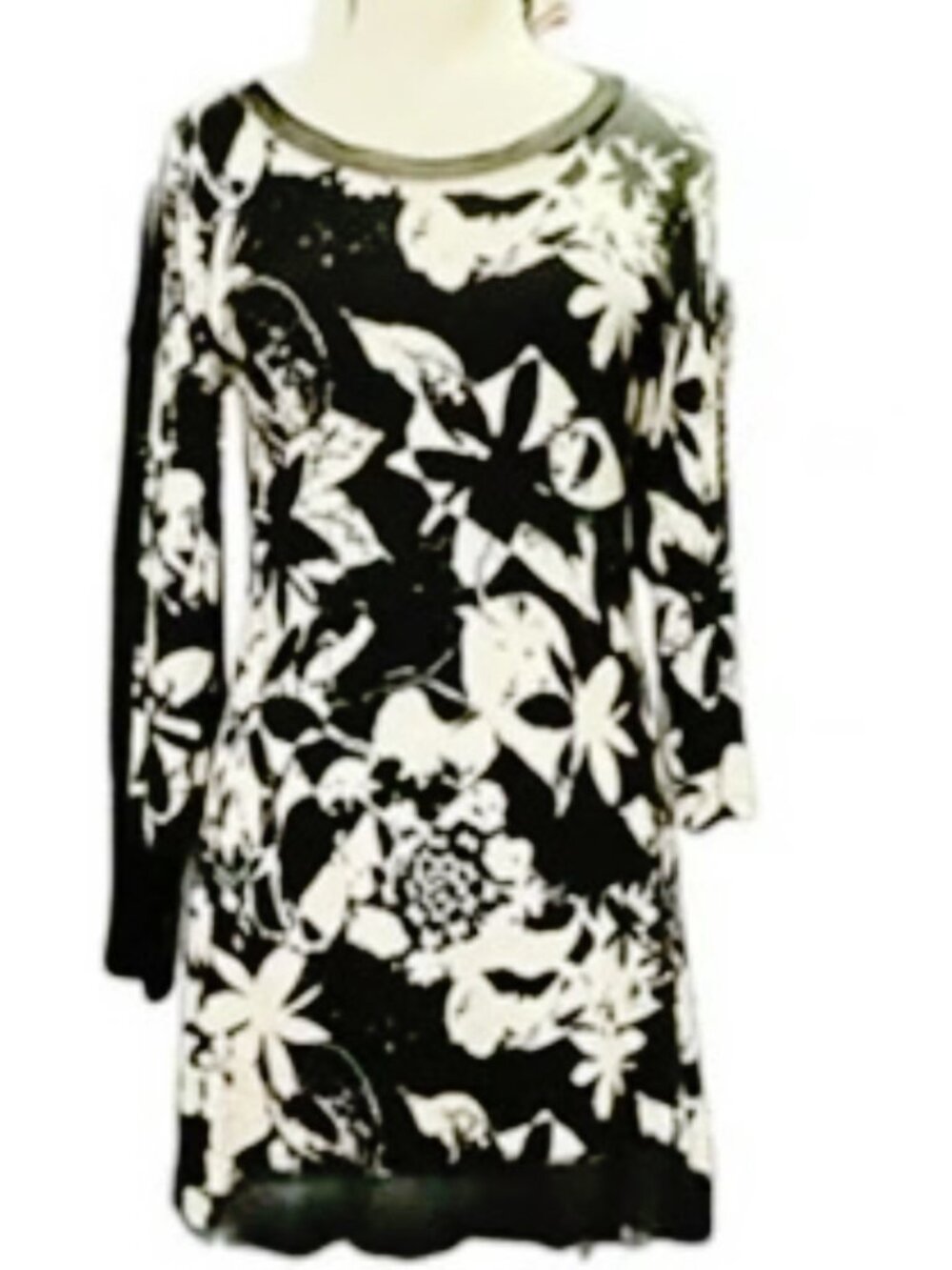 Cupio Assymetrical Long Sleeve Casual Dress Foral Sundress Mesh Hem Cottagecore